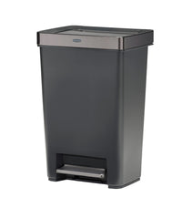 Rubbermaid Premier Series II Step-on Trash Can for Home and Kitchen, with Lid Lock and Slow Close, 13 Gallon, Charcoal, for Home/Kitchen/Hotel/Lobby/Office 13G - Classic Plastic