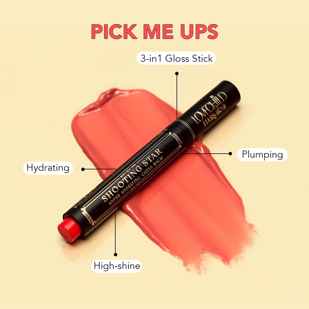 LoveChild Masaba Hyper Hydrating Gloss Balm Stick (Pink Nude) | 3-in-1 Plumping Lip Gloss Balm For High Shine | Enriched with Peptide, Squalene & Jojoba For Hydration | Moon Walk, 1.8g