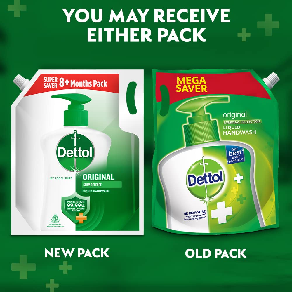 Dettol Antiseptic Disinfectant liquid for First aid, Surface Cleaning and Personal Hygiene & Liquid Handwash Refill - Original Germ Protection Hand Wash- 1500ml | Antibacterial Formula