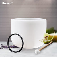 Kresec 9 Inch Crystal Singing Bowl F Note (±40 cents) Heart Chakra with O-ring and Mallet for Meditation, Yoga, Spiritual and Body Healing and Energy Cleansing