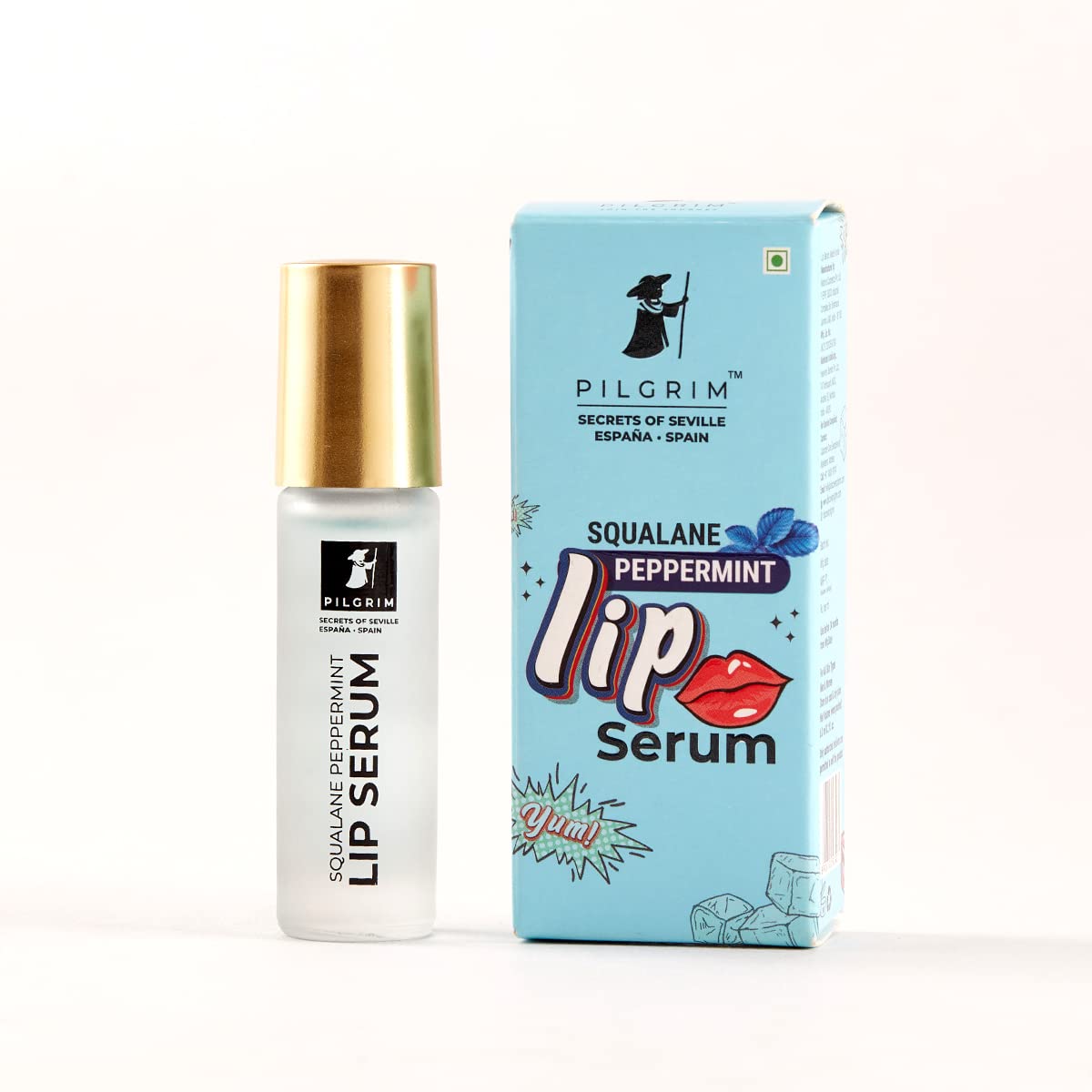 Pilgrim Squalane Lip Serum (Peppermint) with roll-on for Visibly Plump Lips(Pack of 2)| Hydrating Lip serum for dark lips | Lip serum with Shea Butter & Pomegranate for plump & soft lips |Men & Women.