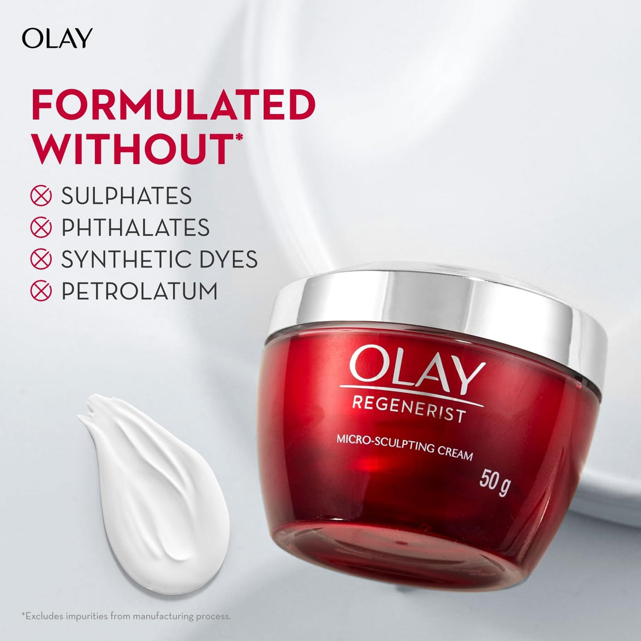 Olay Regenerist Micosculpting Day Cream | Hydrated, Plump, Bouncy Skin | With Hyaluronic Acid, Niacinamide and Peptides | Normal, Oily, Dry, Combination Skin | 50g (Pack of 2)