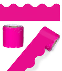 Carson Dellosa 36 Ft Scalloped Hot Pink Bulletin Board Borders, Classroom Borders for Bulletin Board, White Board, Cork Board, Locker, and Classroom Dcor, Bulletin Board Trim