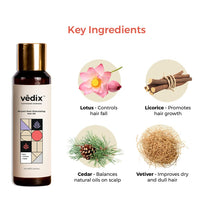 Vedix Niryath Root Stimulating Ayurvedic Hair Oil | Hair Growth Oil With Lotus + Licorice + Cedar - Customized Anti Hair Fall Control Oil - 100ml