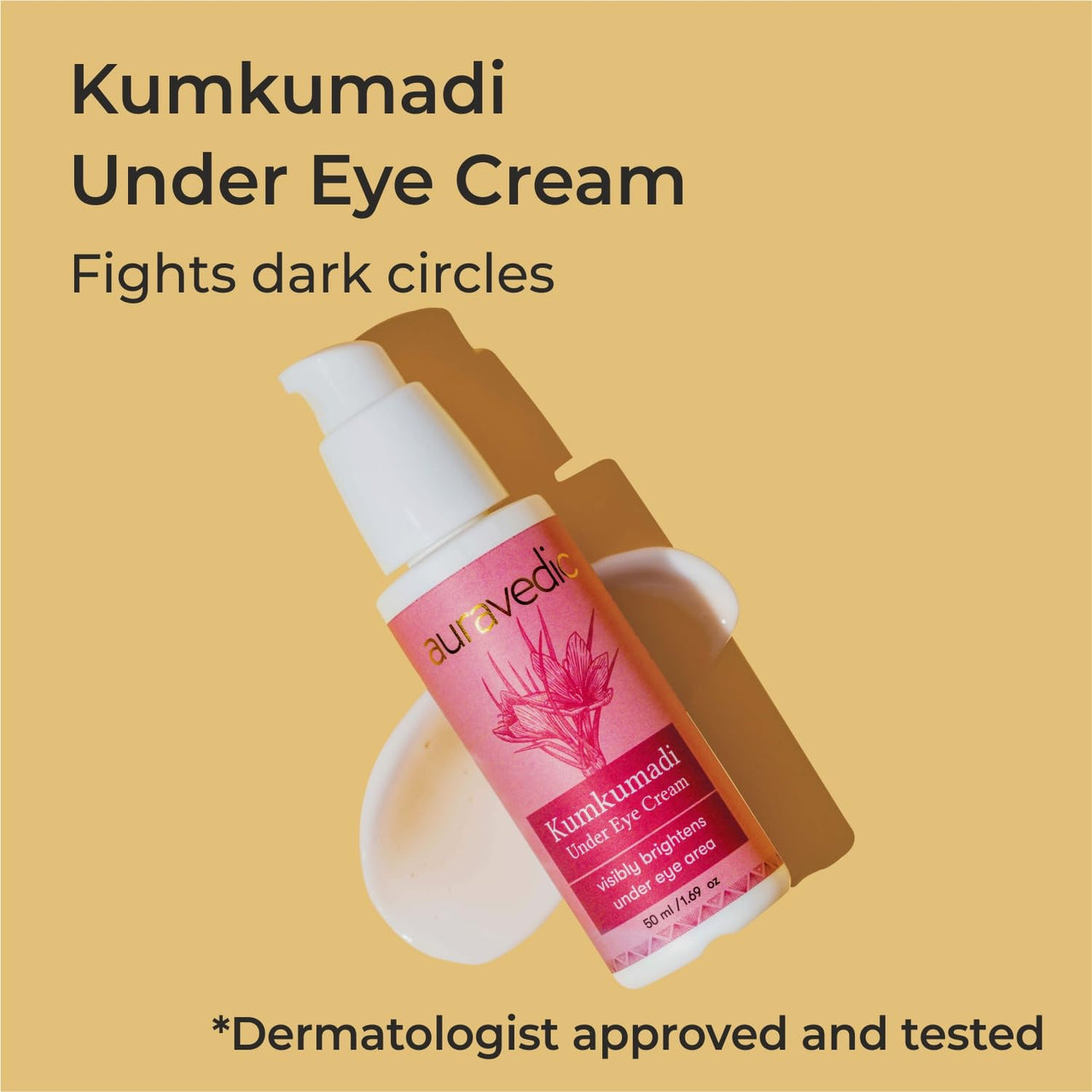 AURAVEDIC Under Eye Cream For Dark Circles For Men Women Kumkumadi Tailam Dark Circles Removal Cream For Women Men 50g Kumkumadi Oil Under Eye Cream For Women Men.
