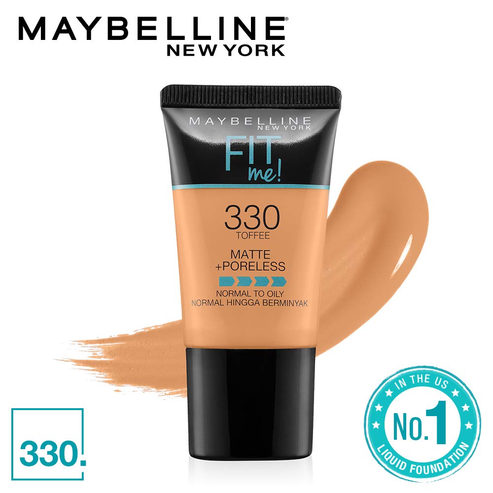 Maybelline New York Colossal Kajal, Black, 0.35G & New York Fit Me Matte+Poreless Liquid Foundation Medium Coverage For Oily Skin Tube, 330 Toffee, 18Ml, Pack Of 1