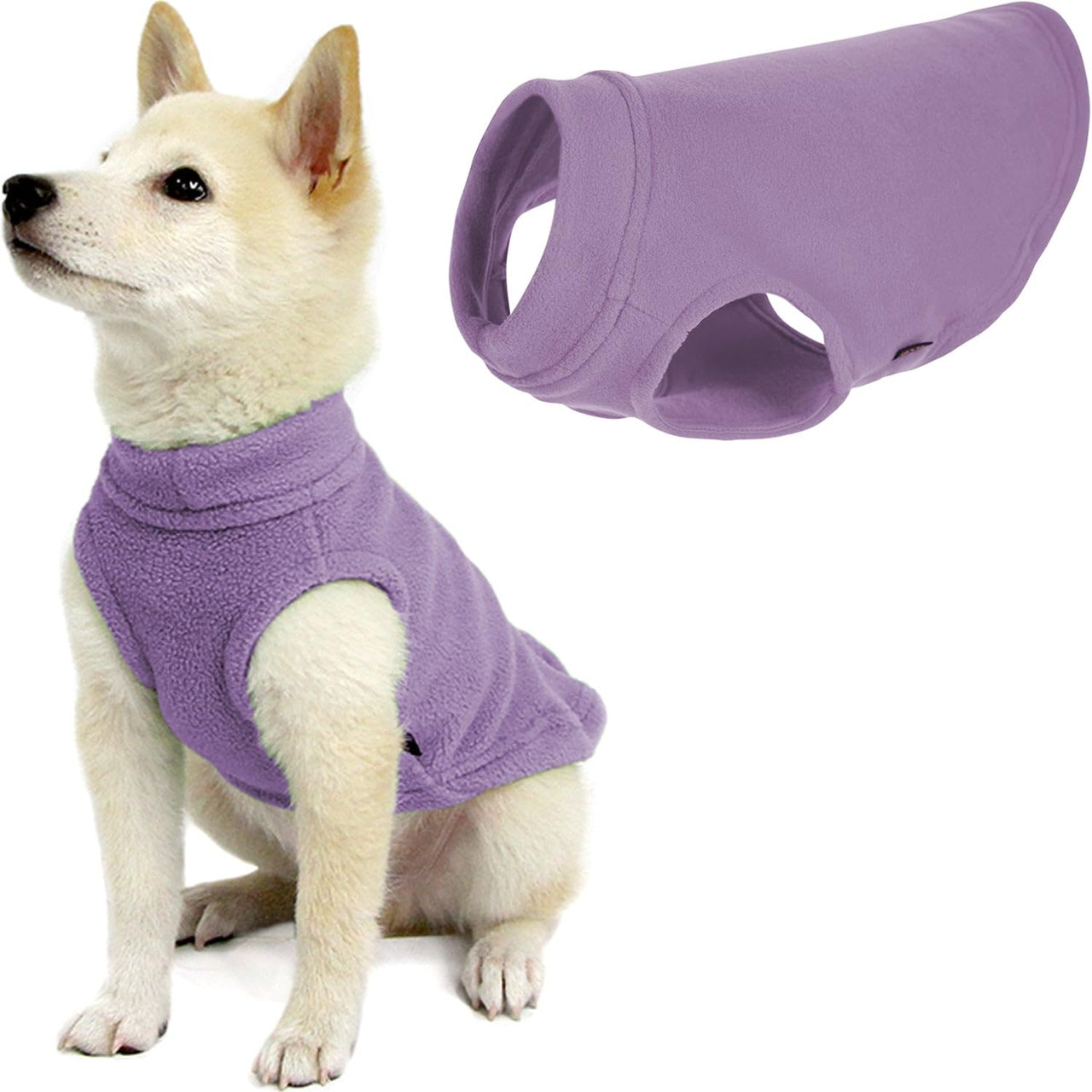 Gooby Stretch Fleece Vest Dog Sweater - Lavender, Small - Warm Pullover Fleece Dog Jacket - Winter Dog Clothes for Small Dogs Boy or Girl - Dog Sweaters for Small Dogs to Dog Sweaters for Large Dogs Small Length (9")