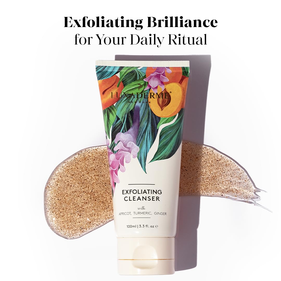 LuxaDerme Korean Exfoliating Face Wash | Deep Cleansing & Oil Control | Removes Excess Oil, Dirt & Makeup | Enriched with Apricot, Turmeric & Ginger | Face Cleanser for Glowing Skin,100ml(Pack of 1)