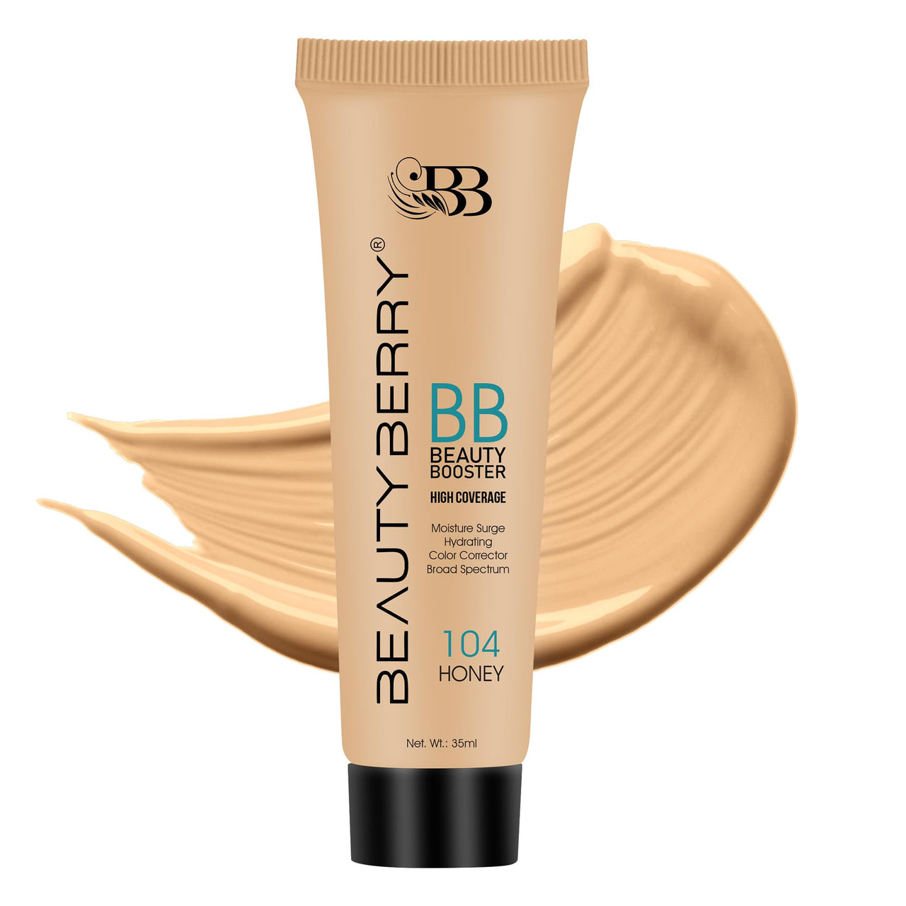 Beauty Berry Beauty Booster High Coverage Foundation | Lightweight Natural Finish | Easily Blendable | Long Lasting Liquid Foundation for Women (Honey, 35ml)