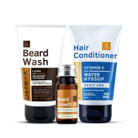 Ustraa Beard Growth Oil - 35ml - More Beard Growth, With Redensyl, 8 Natural Oils | Beard Wash Woody - 100 ml - Sulphate-free Beard Wash | & Daily Use Hair Conditioner - 100gm - No SLS, No Paraben