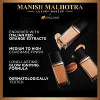 MyGlamm Manish Malhotra Beauty Skin Awakening Foundation Cream Form- Neutral Mocha - 34gm | For Dark Skin | With Vitamin C, Long Lasting, Medium to High Coverage