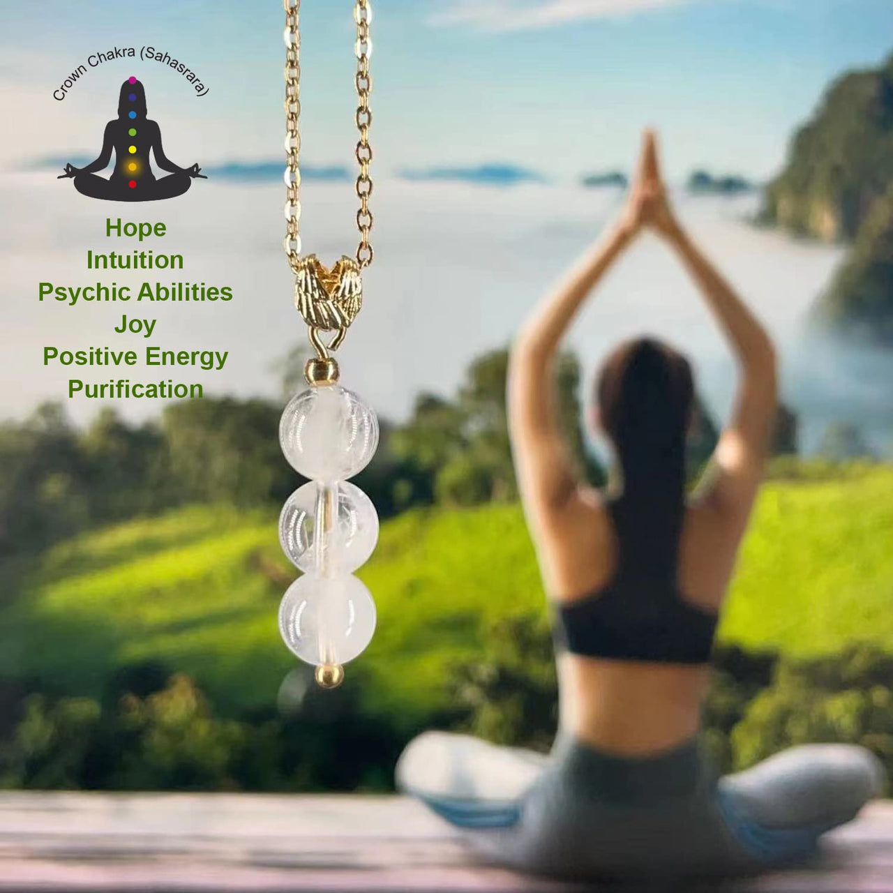 White Crystal Necklace, Gold Necklace for Women, Angel Wing Pendant and Delicate 6MM Ball Beads Handcrafted Pendant, Birthstone Gemstone Necklace for Women, April gift of Healing Soul Necklace White Quartz