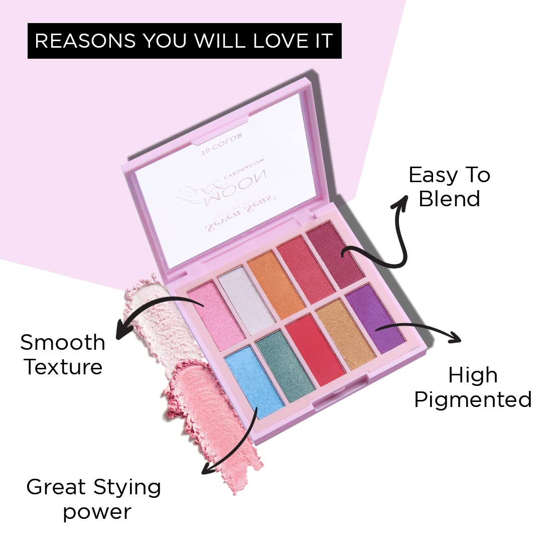 Seven Seas Moon Light Eyeshadow 10 Pigmented Colors Eyeshadow Palette| Long Wearing And Easily Blendable Eye Makeup Palette | Matte,Shimmery & Metallic Finish (Skin)