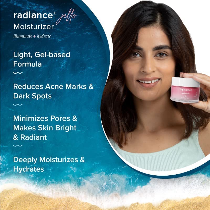 Aqualogica Radiance+ Jello Moisturizer Gel With Watermelon & Niacinamide For Pigmentation & Dark Spots - For Dry, Bright And Radiant Skin Of Women & Men -50G
