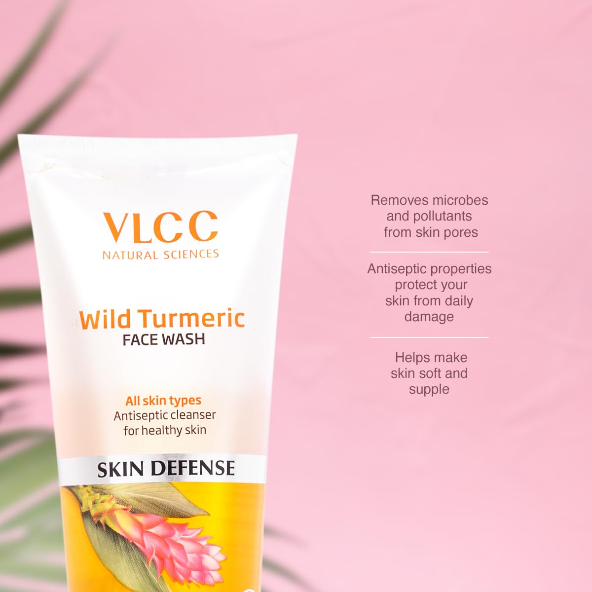 VLCC Wild Turmeric Face Wash - 80ml X 3 (Pack of 3) - Antiseptic Cleanser for Healthy Skin | With Turmeric, Honey, Haldi Root Extract, Aloe Vera, Reetha, Arjuna, and Dandelion Extracts.