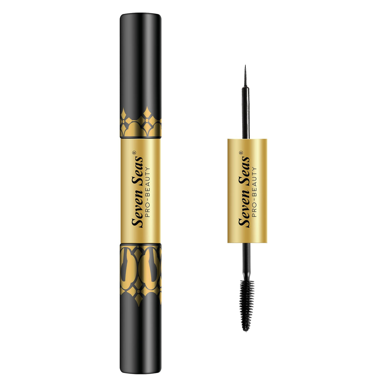Seven Seas Eyeliner & Mascara 2 in 1 | Lightweight, Denser & Longer Lashes | Intense Black Finish | Adds Volume | Easy Wash | No Clumping | Cruelty Free