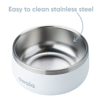 Owala Pet Bowl - Durable Stainless Steel, Food and Water Bowl for Dogs, Cats, and All Pets, Non-Slip Base, 24oz, White (Shy Marshmallow)