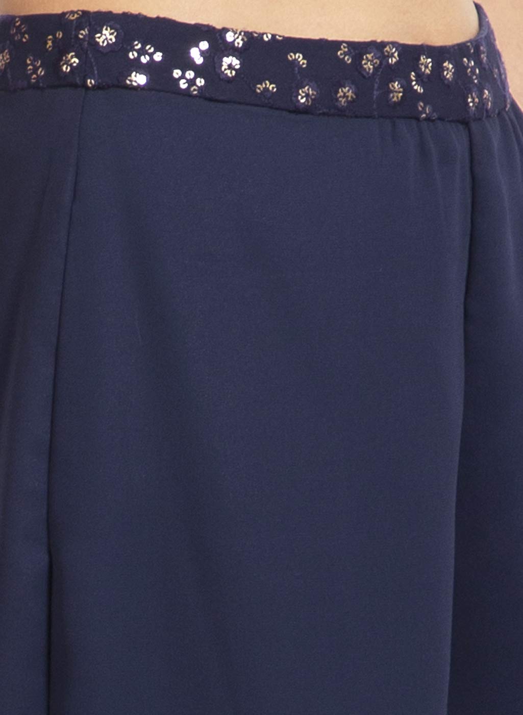 Indya Womens Solid Embellished Waist Palazzo Pants