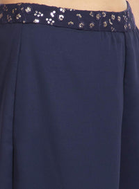 Indya Womens Solid Embellished Waist Palazzo Pants