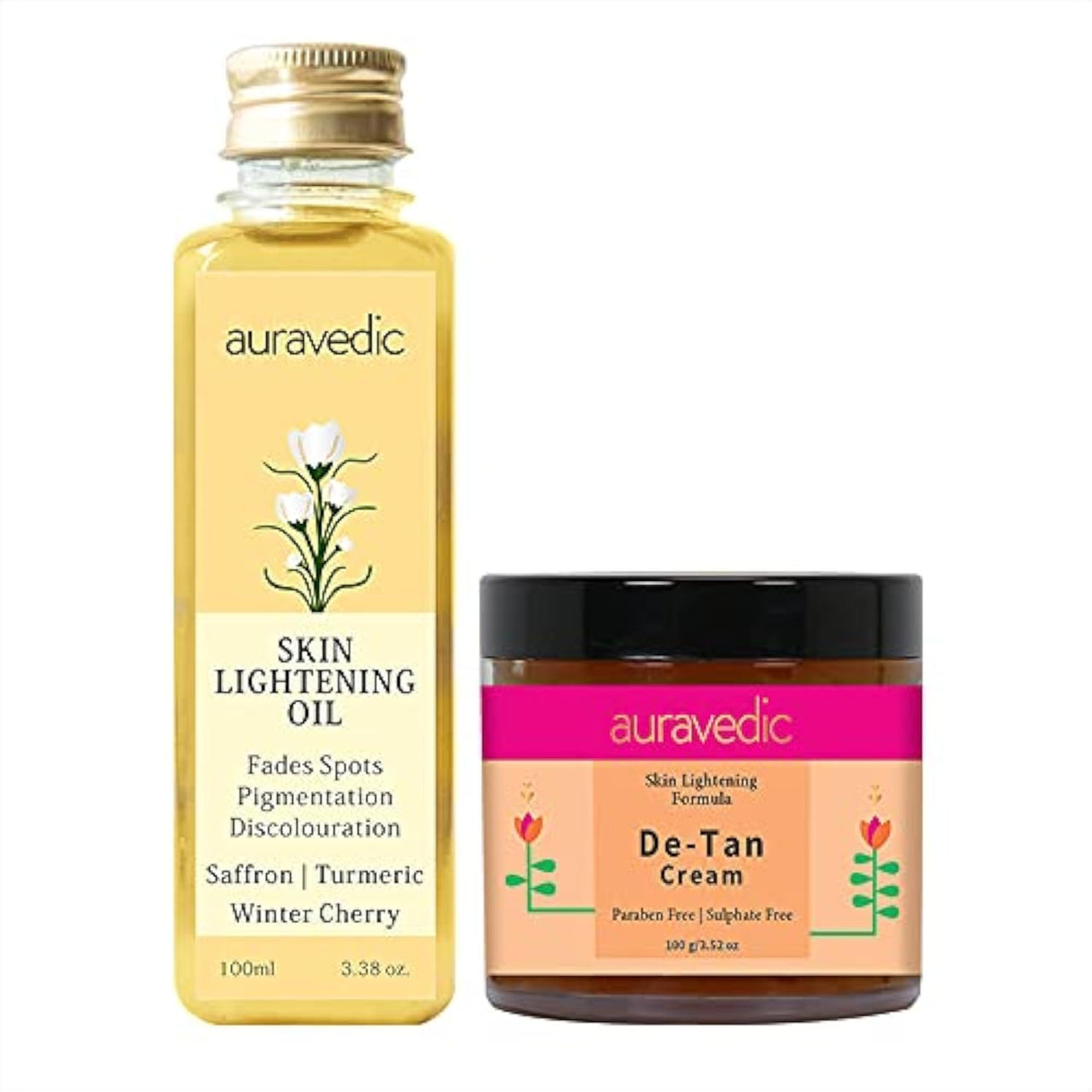 AURAVEDIC Pigmentation Face oil DeTan cream for sun tan anti tan cream for spotless skin with Turmeric Licorice Papaya Winter Cherry Saffron oil face oil for women men all natural paraben free