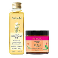 AURAVEDIC Pigmentation Face oil DeTan cream for sun tan anti tan cream for spotless skin with Turmeric Licorice Papaya Winter Cherry Saffron oil face oil for women men all natural paraben free