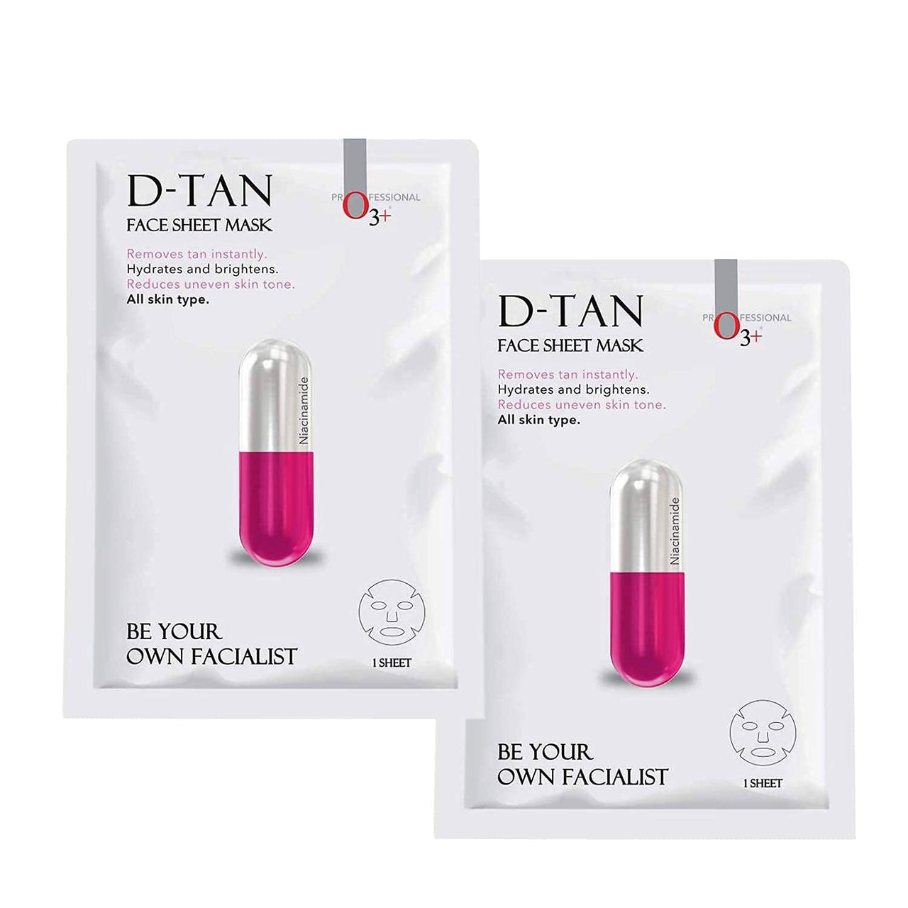 O3+ Facialist Dtan Face Sheet Mask With Niacinamide reduced dark spots, acne scars, and discoloration while giving ultimate brightening (30g)