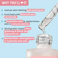 Glamveda Rice Water & Ceramide Vitalizing Serum Skin Barrier Building & Nourishing | For Dry, Sensitive & Combination skin | No Paraben, Sls | 30ml