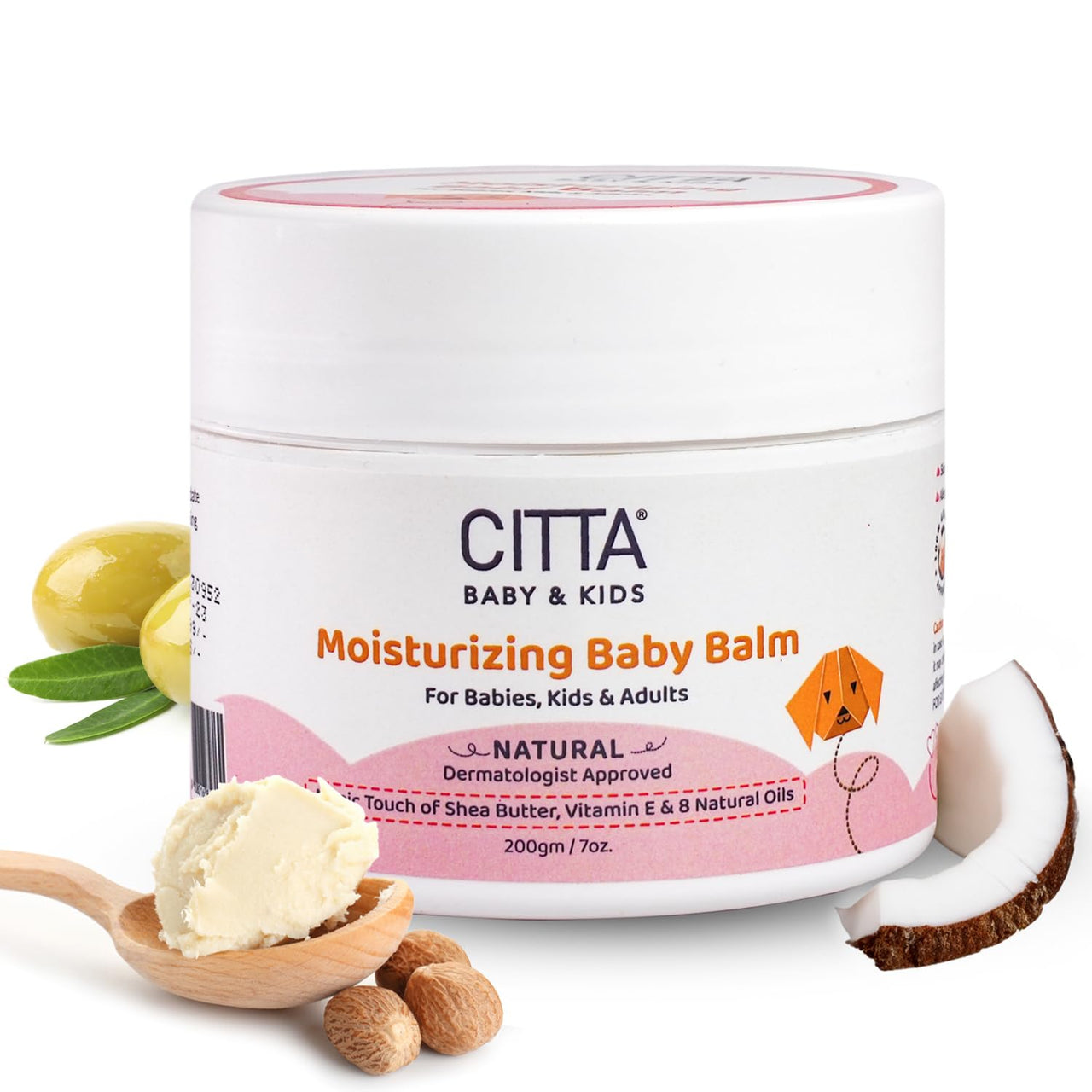 CITTA Moisturizing Baby Balm for Face and Body For Babies, Kids and Adults With 8 Natural Oils, Shea Butter & Vitamin E| Natural Body Moisturizer for Dry & Sensitive Skin | 200 g