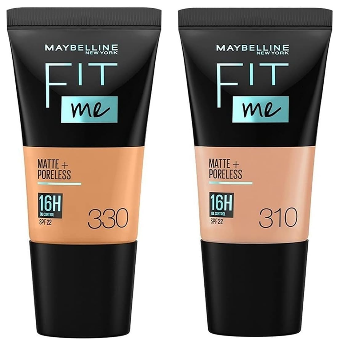 Maybelline New York Fit Me Matte+Poreless Liquid Full Coverage Foundation For Oily Skin Powder Tube,310 Sun Beige,330 Toffee,18Ml,Pack Of 1