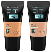 Maybelline New York Fit Me Matte+Poreless Liquid Full Coverage Foundation For Oily Skin Powder Tube,310 Sun Beige,330 Toffee,18Ml,Pack Of 1