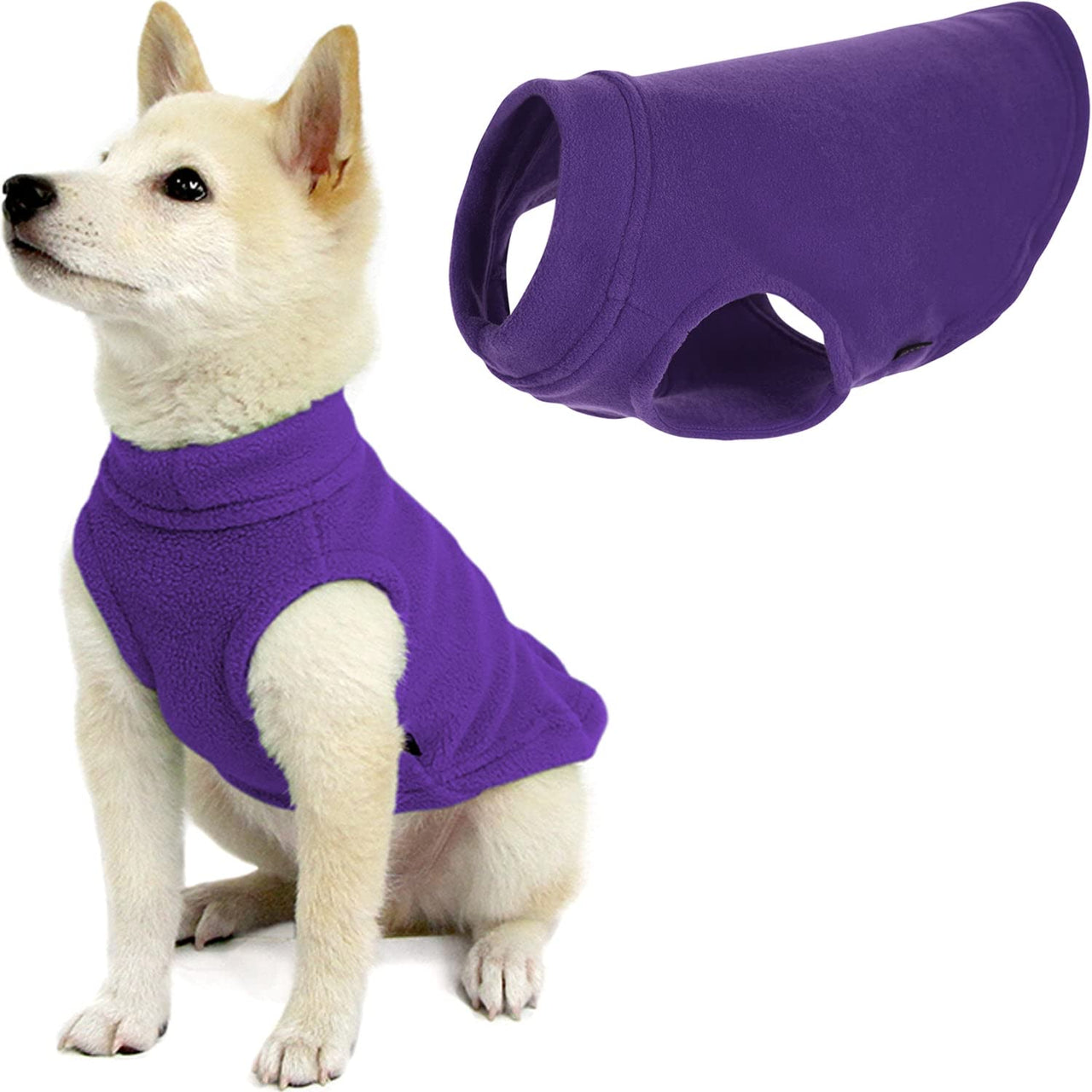 Gooby Stretch Fleece Vest Dog Sweater - Violet, X-Small - Warm Pullover Fleece Dog Jacket - Winter Dog Clothes for Small Dogs Boy or Girl - Dog Sweaters for Small Dogs to Dog Sweaters for Large Dogs X-Small Length (7")