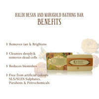Ohria Ayurveda Haldi, Besan & Marigold Bathing Bar | Gentle Cleansing, Hydrating & Nourishing Soap | Enriched with Turmeric, Gram Flour & Marigold Extract | Ideal for All Skin Types - 120g
