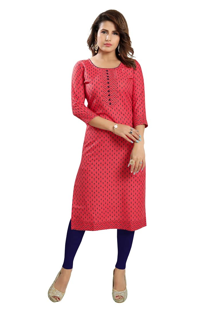 DREAM & DZIRE Women Printed Staight Cotton Kurti.