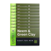 Ustraa Neem & Green Clay Soap For Men - 100 gm - Pack of 8 | Detox & Oil Control | Cleansing with Lasting Fragrance | Rich & Intense Foam | For All Skin Types