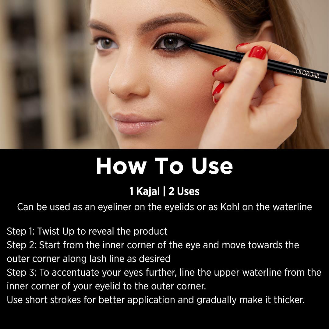 Colorbar cosmetics Intensely Rich Kajal-Creatively, Black, 0.30 g (Pack of 2) Pencil,Matte