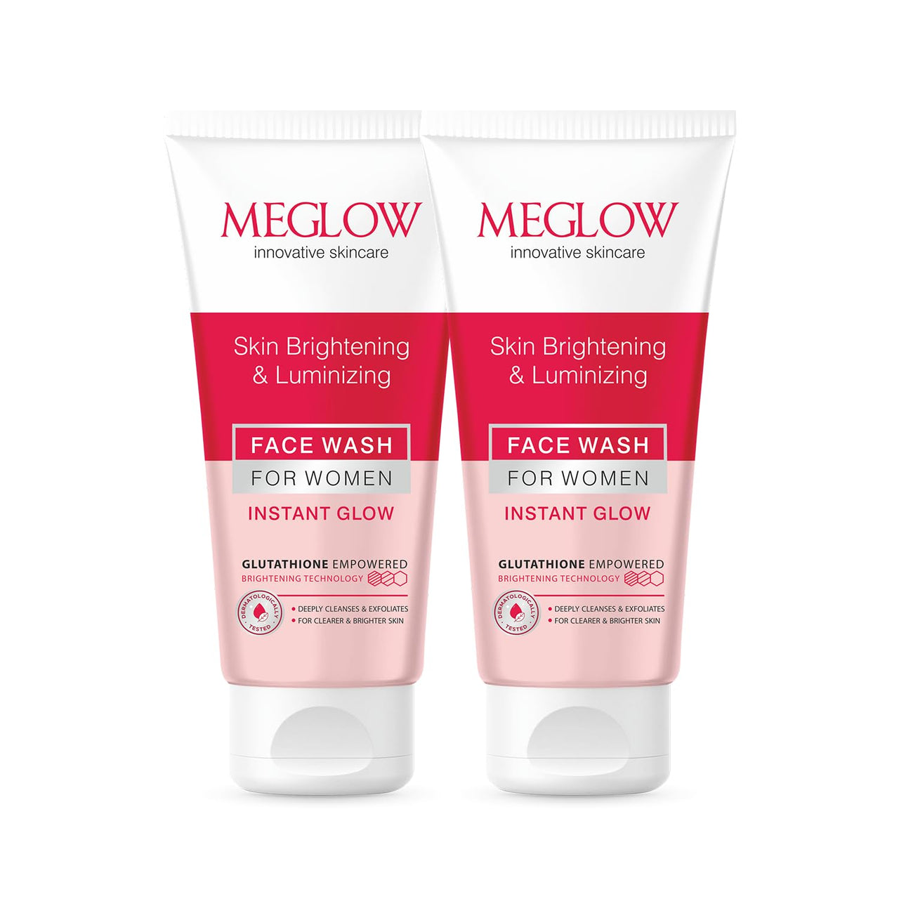 Meglow Women Facewash for Instant Glow & Deep Cleansing | Enriched with Vitamin C & Aloe Vera for Bright and Refreshed Skin | Gently Cleanse Dirt & Dead Skin Cells Pack of 2 (70g each)