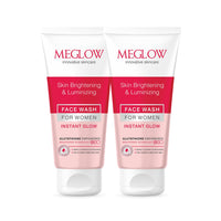 Meglow Women Facewash for Instant Glow & Deep Cleansing | Enriched with Vitamin C & Aloe Vera for Bright and Refreshed Skin | Gently Cleanse Dirt & Dead Skin Cells Pack of 2 (70g each)