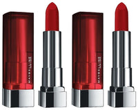 Maybelline New York Color Sensational Creamy Matte Lipstick, 634 Bold Crimson, 3.9g and Maybelline New York Color Sensational Creamy Matte Lipstick, 690 Siren in Scarlet, 3.9g