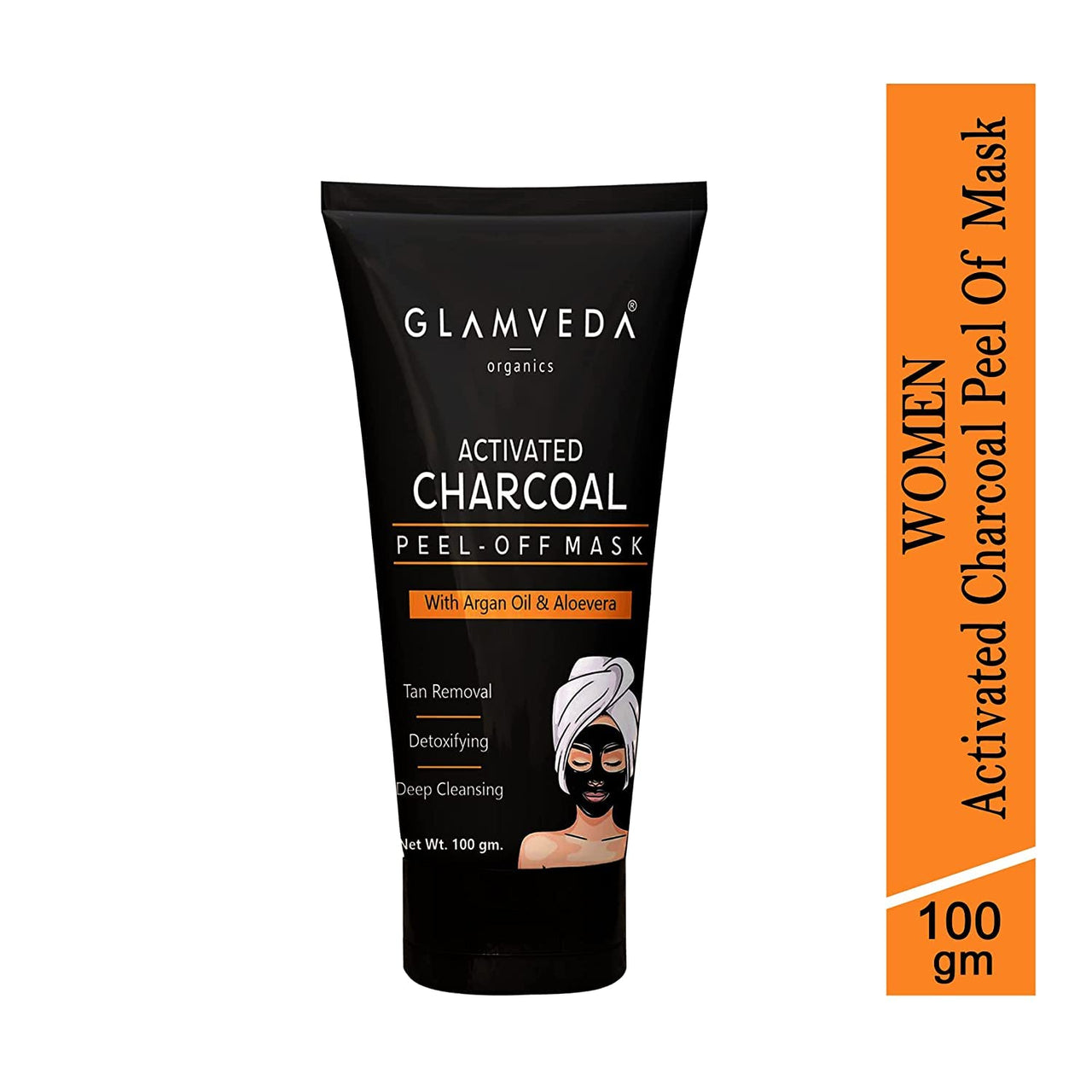 Glamveda Activated Charcoal Peel Off Mask | Cleans Pores, Removes Blackheads & Tanning | Anti Pollution | Pimples| Acne | No Parabens Enriched With Argan Oil & Vitamin E 100gm Pack Of (1)
