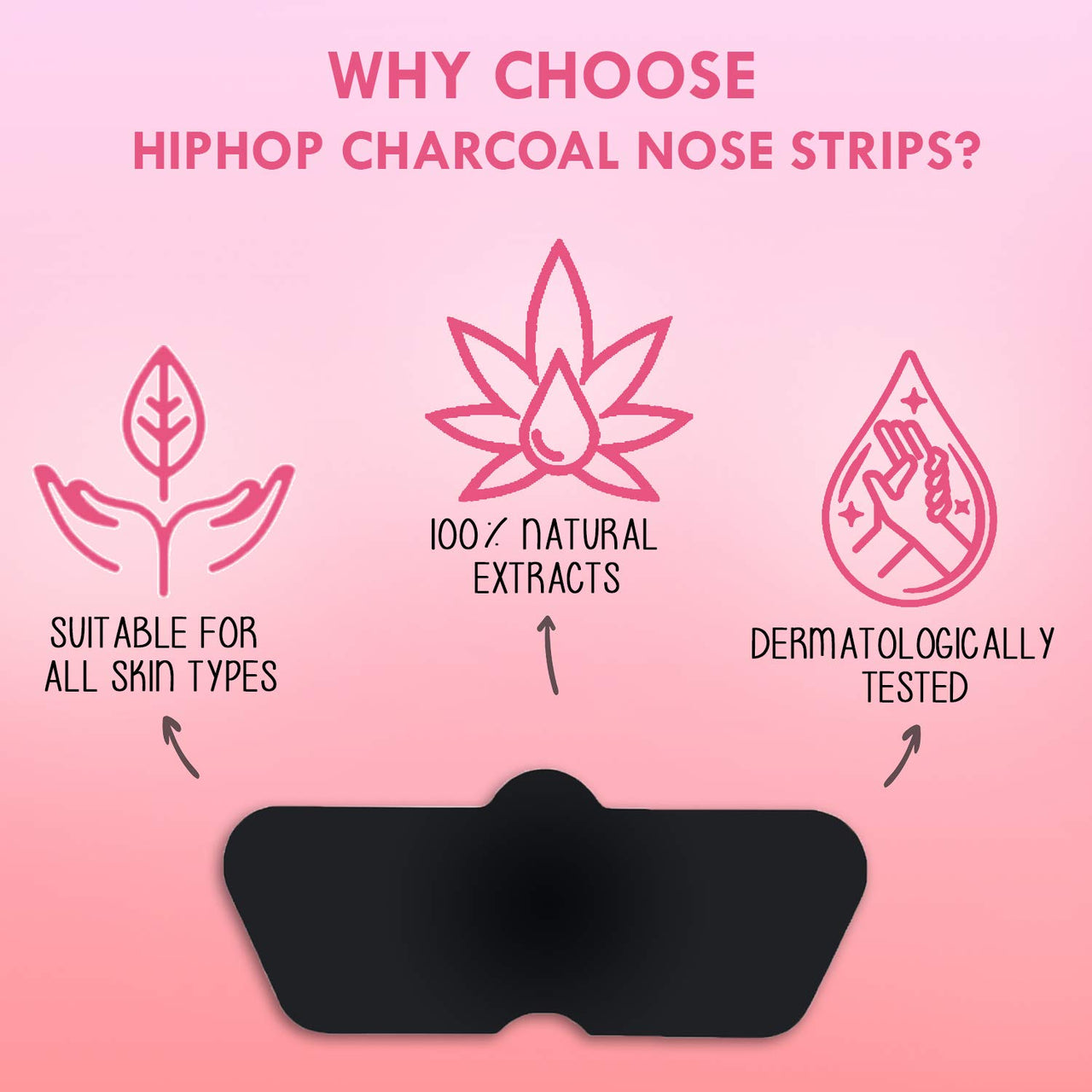 HipHop Skin Care Cleansing Charcoal Nose Strips (6 Strips), Blackheads, Whiteheads Remover, Pore Cleanser, with Natural Extracts, for Women, All Skin Types (Pack of 2)