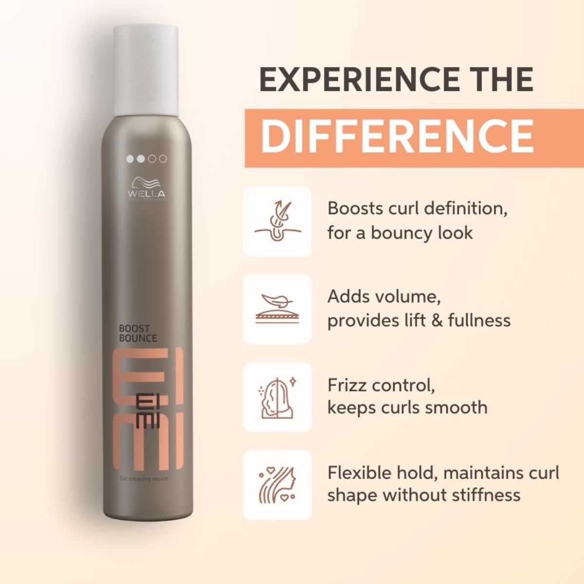 Wella Professionals EIMI Boost Bounce Curl Enhancing Mousse | Anti-Frizz, Volume, Define & Bouncy Curls | 300 ml