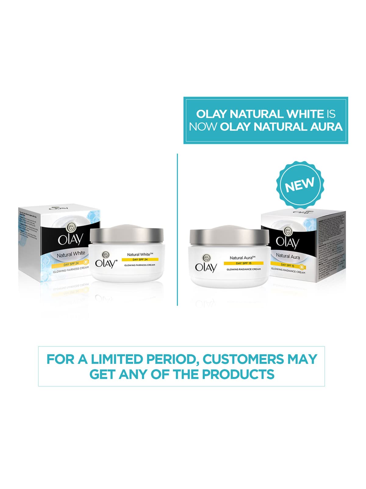 Olay Natural Aura Day Cream with SPF 15 | Glowing Radiance Cream | With Niacinamide and Vitamin E | Normal, Oily, Dry, Combination Skin | 50g