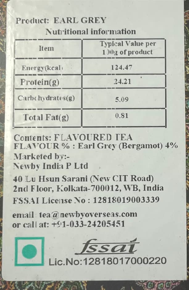 Newby Earl Grey Tea Bags | Premium Black Tea Blended With Natural Bergamot Flavor & Citrus Twist | Light and Refreshing | 50 pieces | 100 Grams