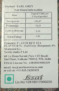 Newby Earl Grey Tea Bags | Premium Black Tea Blended With Natural Bergamot Flavor & Citrus Twist | Light and Refreshing | 50 pieces | 100 Grams