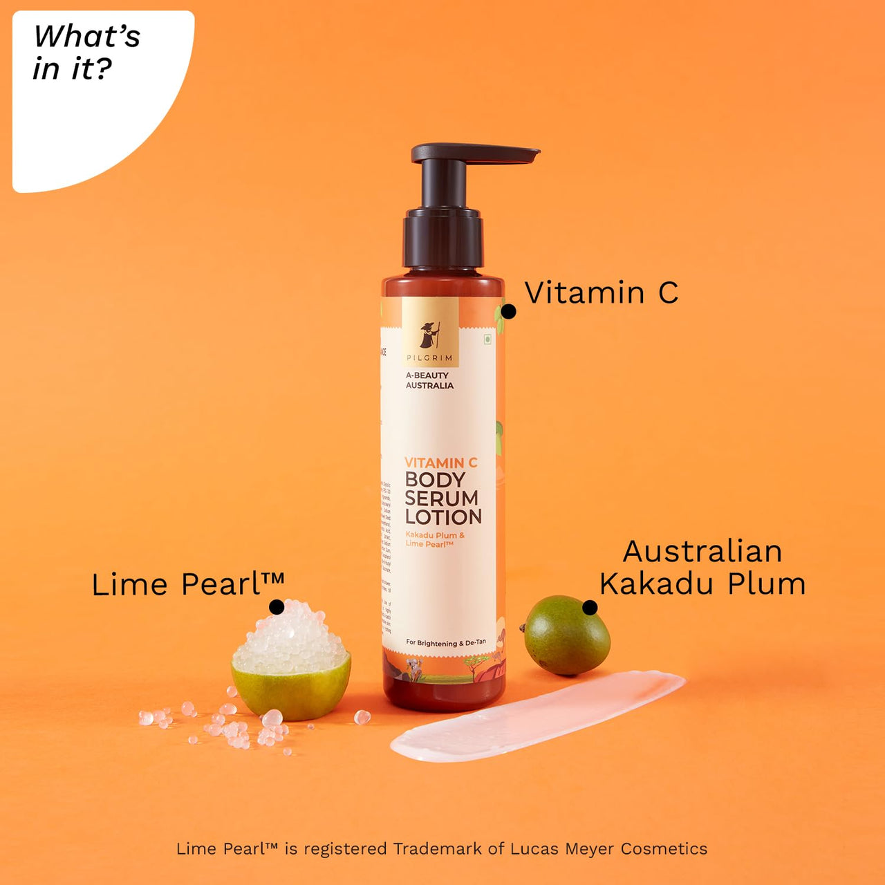 Pilgrim Australian Vitamin C Body Serum Lotion for dry skin with Kakadu Plum & Lime Pearl™ | Fades dark spots & evens skin tone for brightening & detan | For women & men| 150 ml