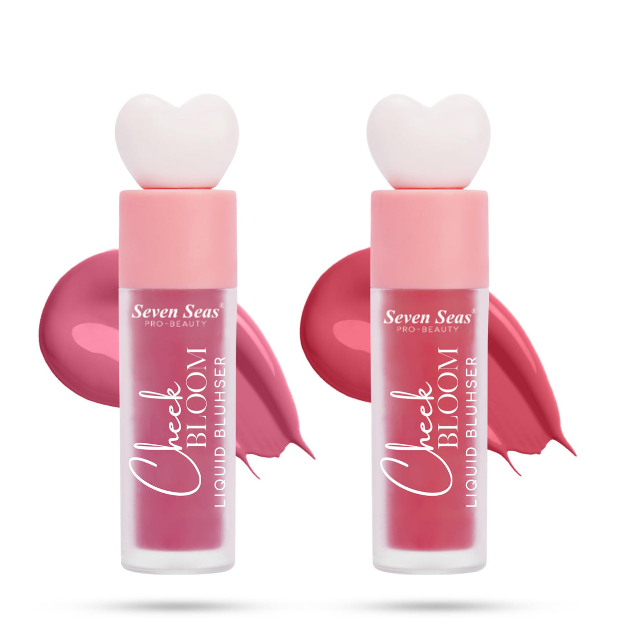 Seven Seas Cheek Bloom Liquid Blusher, 2-in-1 Lip Gloss and Blush, Long Lasting, (Chic Pink & Rosy Cheeks) Pack of 2