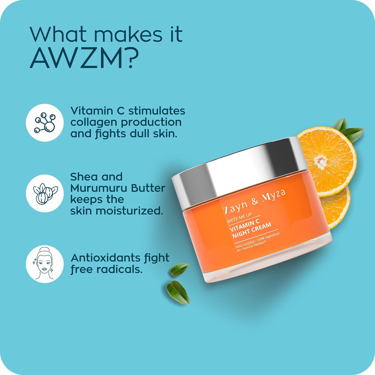 ZM Zayn & Myza Vitamin C Cream Combo, Day & Night Cream | Brightening Cream For Glowing skin | Revives dull skin | Fades pigmentation & dark spots | For all skin types | Pack of 2 (50g x 2)