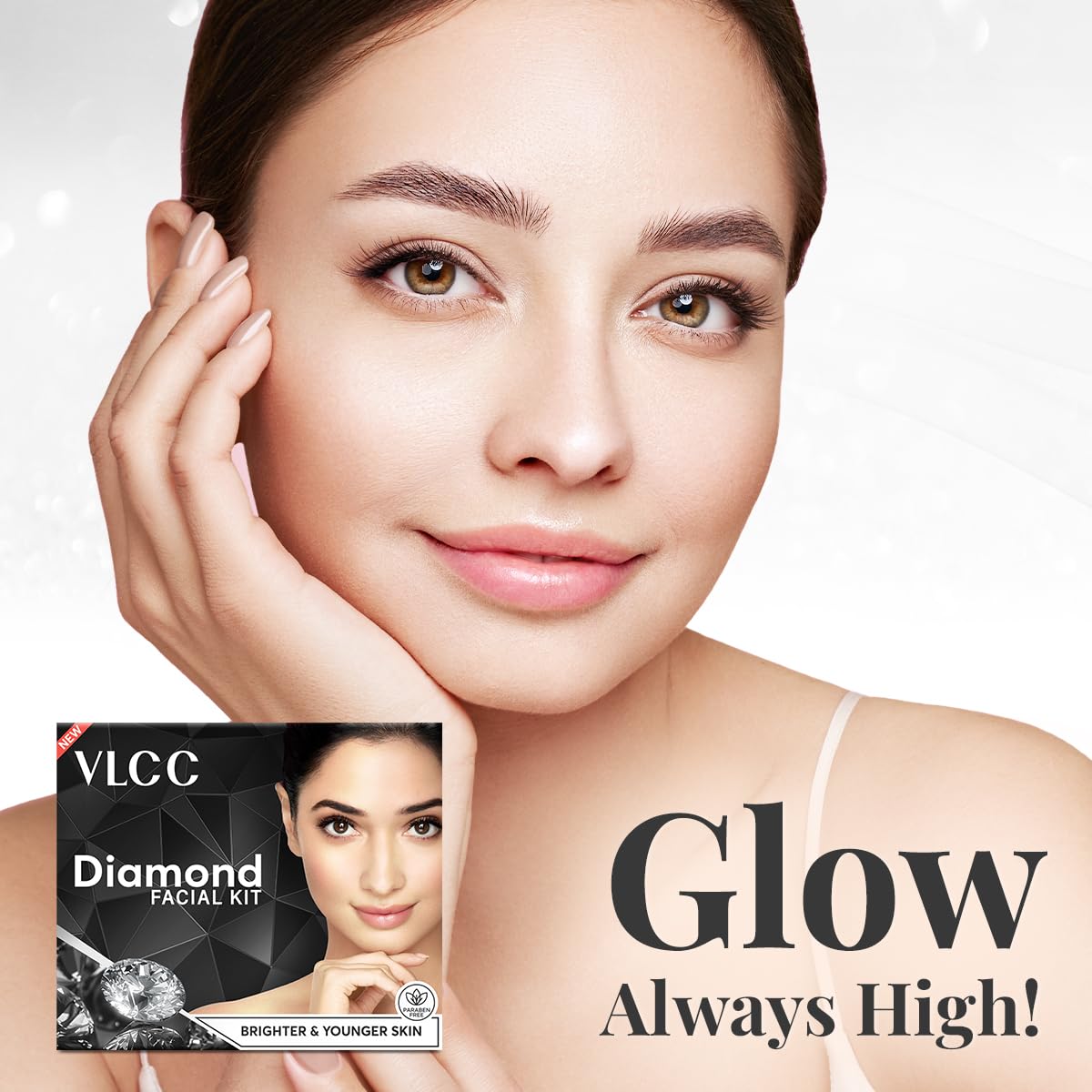 VLCC Diamond Facial Kit - 60g | Skin Purifying with Parlour Glow | Improves Skin Elasticity, Brightens and Helps Lighten Patchy, Damaged Skin | with Colloidal Diamond, Aloe Vera, Jojoba & Olive Oil