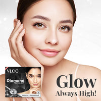 VLCC Diamond Facial Kit - 60g | Skin purifying with Parlour Glow | Improves Elasticity, Brightens and Lightens Patchy Damaged Skin | With Colloidal Diamond, Jojoba Oil, Olive Oil & Aloe Vera.
