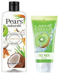 Lakmé Blush And Glow Kiwi Freshness Gel Face Wash With Kiwi Extracts, 100 G & Pears Naturale Nourishing Coconut Water Bodywash, 250 Ml